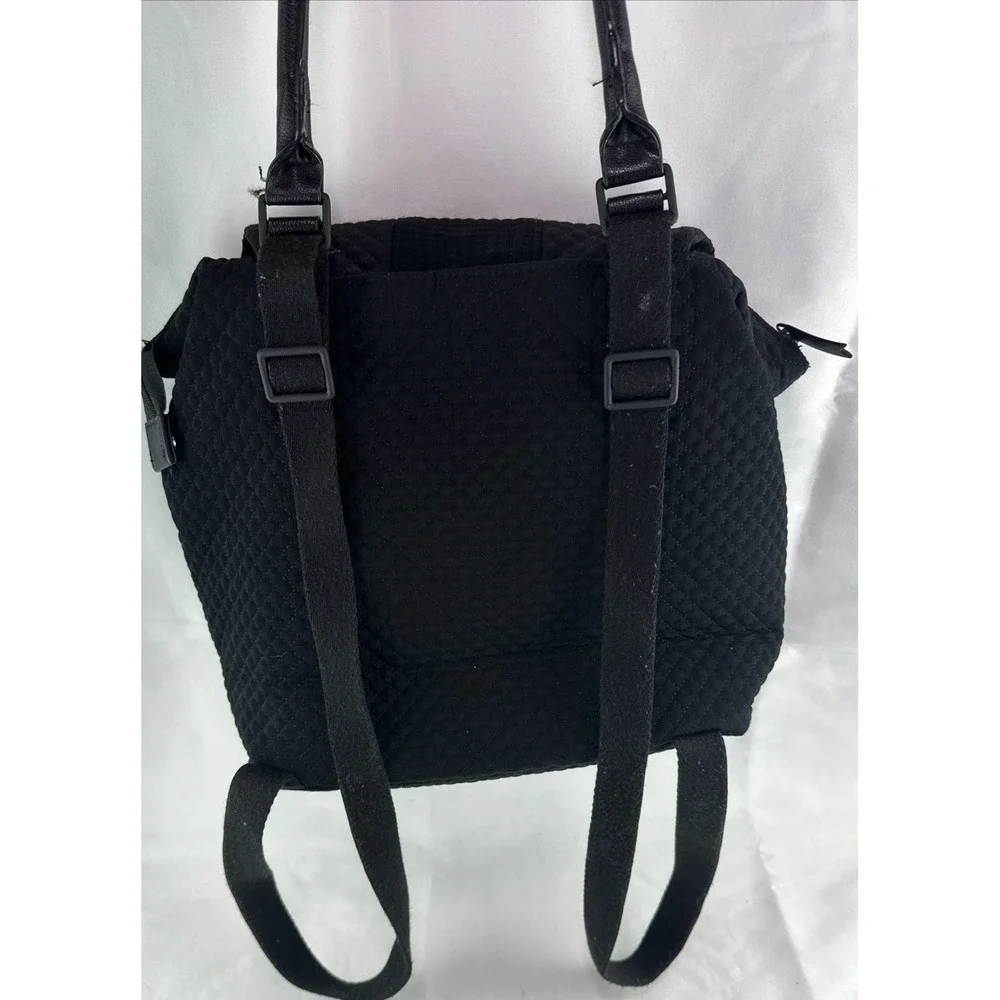 Vera Bradley Change It Up Backpack in Black Quilted Fabric Zip Closure‎
